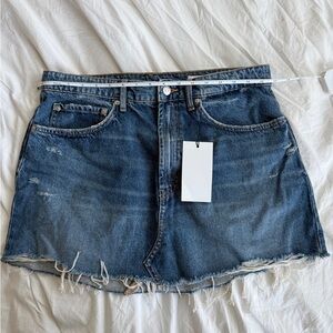NWT Zara Denim Blue Distressed Skirt
